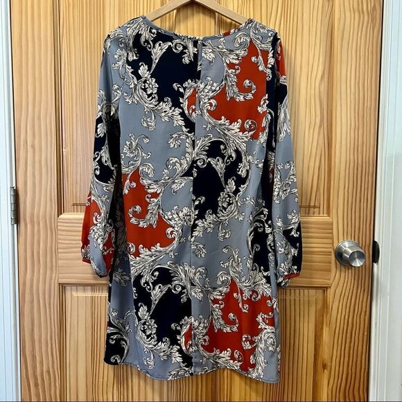 Peach Love Cream California blue red grey long sleeve shift dress tunic S - Picture 3 of 7